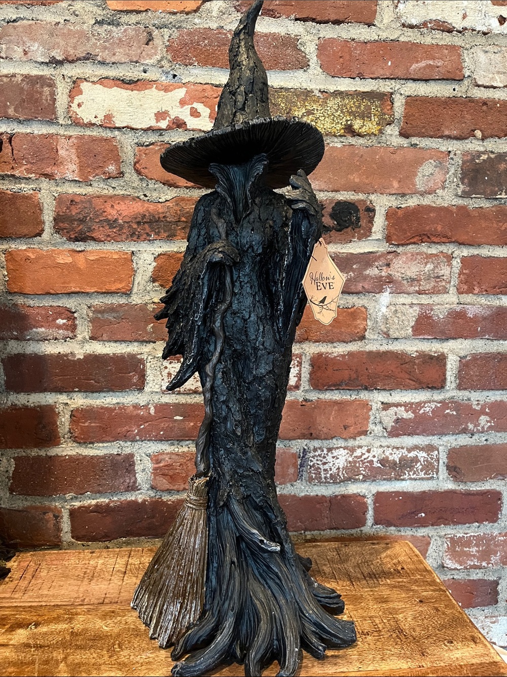 Handcrafted Black Witch Sculpture - Home Art Figurine